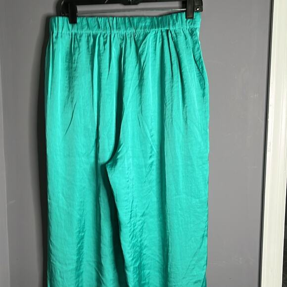 Lumiere Light Green Wide Leg Silky Pants Size Large - Picture 5 of 10